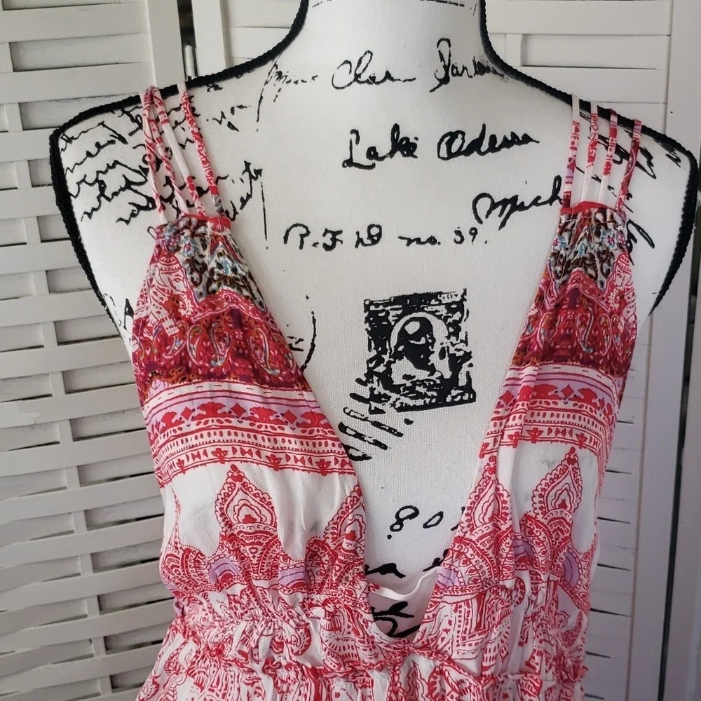 Free People Red and white intimately louche dress M - Picture 2 of 7